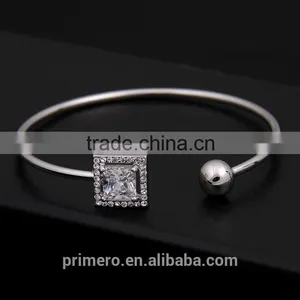 Luxury Square Cubic Zircon Bracelet Bangle for Women 18K Rose Gold Plated Jewelry thumbnail-3
