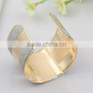 Fashion Cuff Bangles Exaggerated Gold Color With Matte Bracelets New Jewerly thumbnail-6
