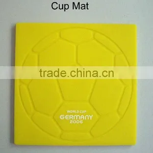 Custom Rubber Small Yellow Coasters With Football Shape thumbnail-1