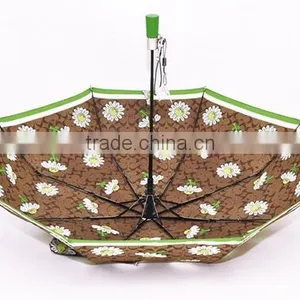 Hot Sell 3 Folding Umbrella ,made of Pongee Fabric With Auto Open Handle thumbnail-2