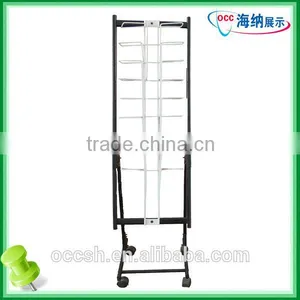 Metal Brochure Holder Movable Wheel Magazine Display Rack thumbnail-1