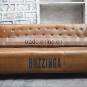 Vintage Industrial Furniture Jodhpur ,Leather Two Seater Sofa Without Arms thumbnail-1