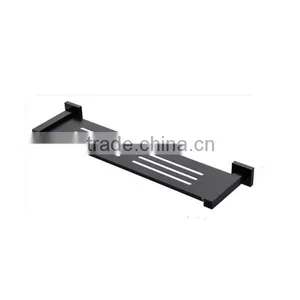 All Black Wall Mounted Hollow Out Bathroom Towel Shelf thumbnail-1