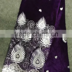 High Quality African Velvet Lace Fabric for Party Dresses thumbnail-3