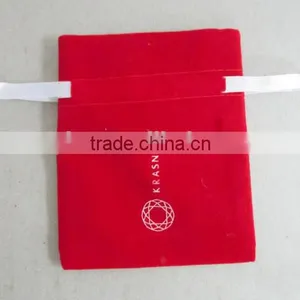 Red Drawstring Velvet Bag thumbnail-1
