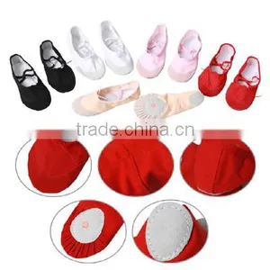 Wholesale 5 Colors Belly Dance Training Children Ballet Shoes Foldable Soft Sole Breathable Cotton Ballet Flats Womens thumbnail-1