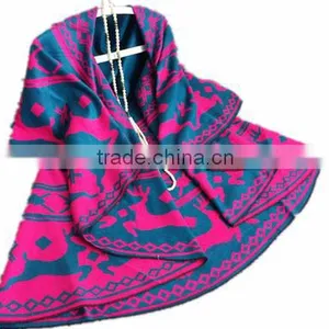 Shawl Scarf Tribal Fringe Hoodies Jacket Ethnic Warm Cardigans For Women Blankets Cape Shawl Ponchos and Capes thumbnail-3