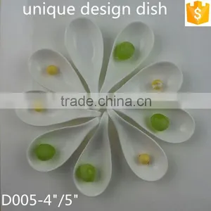 Unique Design Spoon Shape Ceramic Dishes 4"/5" Bone China Dinner Ware Dish thumbnail-1