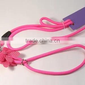 MegiPet Hot Pink Pet Dog Collar Suede Leather Leash Bowknot Adjustable Puppy Cat thumbnail-4