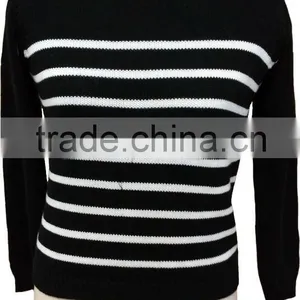 Stripe,cotton,soft Hand Feeling,ladies' Pullover thumbnail-1