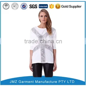 New Style Long Sleeve Stretchy Sequined Women t Shirt/clothes in Black thumbnail-2
