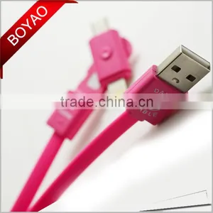 2016 Fashion Design 360 Degree Rotating 2 in 1 USB Cable, 2 in 1 USB Data Cable With 2 Connectors for Samsung for Iphone thumbnail-1