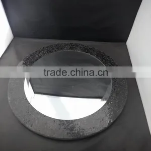 BLACK CRACKLE GLASS RPUND MIRROR thumbnail-1