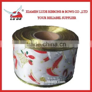 Hot Sale Gold Wired Edge Christmas Gift Ribbon thumbnail-3