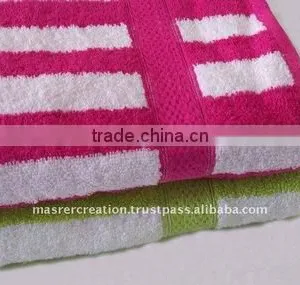 Softextile High Quality Cotton Yarn Dyed Square Stripe Pink Hand Towels thumbnail-1
