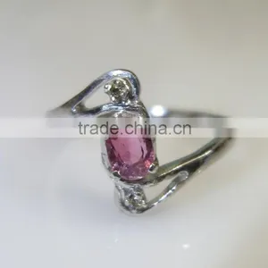 Tourmaline Diamond Ring in Sterling Silver thumbnail-1