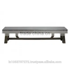 Zinc Large Bench Top With Zinc Finish Mango Wood and Tabacco Grey Finish thumbnail-1