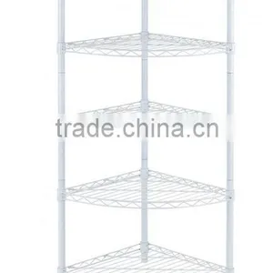 New White 5-Tier Corner Rack Display Shelf Kitchen Storage Wire Shelf thumbnail-3