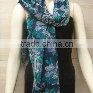 New Flowral Print Wool Shawls & Scarfs thumbnail-1