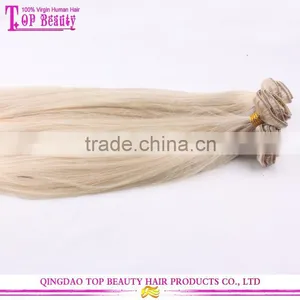 Wholesale Best Feedback 24 Inch Clip in Human Hair Extensions Double Weft Clip in Human Hair Extensions for White Women thumbnail-4