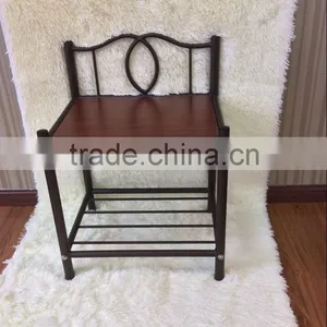 Black MDF Top Iron Night Stand thumbnail-1