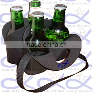 Promotional Four Pack Neoprene Beer Bottle Cooler Holder With Strap thumbnail-1