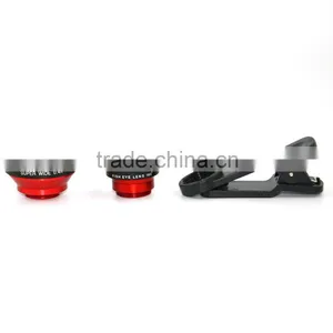 Detachable 180Degree Fisheye Lens+0.4X Wide-angle Lens+6X-10X Macro Lens Set For Mobile Phones, Tablets, Pads and Notebook PCs thumbnail-1