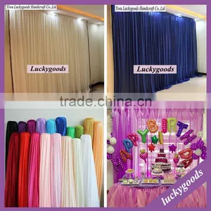 Popular Selling White and Blue Fabric Wedding Stage Backdrop thumbnail-1