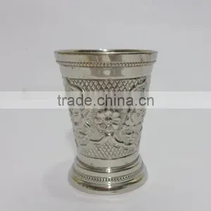 Brass Mint Julep Cup Silver Plated Embossed thumbnail-1