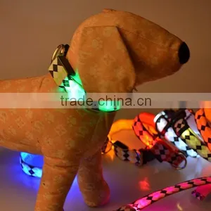 Rhombus Printing Led Flashing Lights Dog Collar thumbnail-2