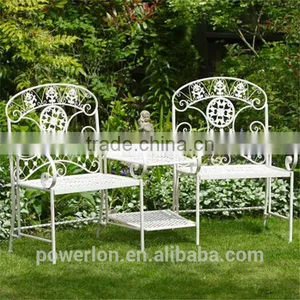 Outdoor Folding Metal Garden Bench With Table thumbnail-1