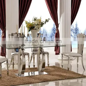 TH313 Modern Design Marble Top Stainless Steel Dining Table thumbnail-2