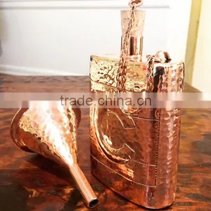 Premium Quality 100% Pure Copper Bottle | Hip Flask Pocket Bottle | Hammered Bottle thumbnail-1