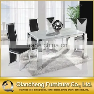 Simple Marble Top Dining Table With 4 Stainless Steel Legs thumbnail-2