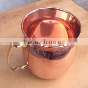 NEW DESIGN BPA FREE SMOOTH MOSCOW MULE 100% PURE COPPER MUG WITH BRASS HANDLE thumbnail-3