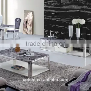 E2195 Royal Luxury Stoving Varnish Stainless Steel Tv-stand/cabinet/unit Design With Thick Marble Top thumbnail-5