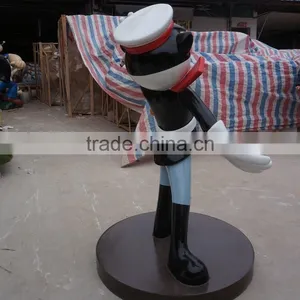 FRP Black Cat Police Cartoon Statue thumbnail-5