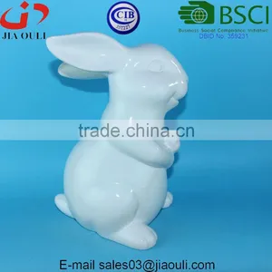 BSCI Audit Factory Easter Top Sale Ceramic Rabbit Figurines, White Porcelain Ceramic Rabbits thumbnail-2