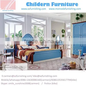 MJ9903 in Stock Neoclassic Popular Skype Blue Matching Bedroom Home Furniture Queen King Size Young People Children Bedroom Set thumbnail-1