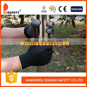 Safety Gloves Black Nylon Gloves With Gray PU Working Gloves From DDsafety thumbnail-1