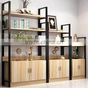Steel-wood Bookshelf, Metal Frame French Style Furniture Antique Bookshelf Wooden Bookshelf thumbnail-6