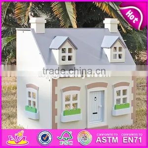2017 New Design Children Solid Wood Victorian Dolls House W06A236 thumbnail-2