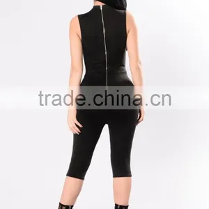 One Piece Jumpsuit Fashion New Design 95% Polyester 5% Spandex Mock Neck Knee Length Custom Made Jumpsuit thumbnail-3