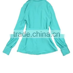 Green Lapel High Empire Waistband Long Sleeve One Covered Button Long Trousers Women Dancerwear Sets thumbnail-5