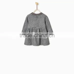 Latest Children Winter Plush Check Dress With Peter Pan Collar Design Children Girls Kids Clothes Garment 2016 HSD5797 thumbnail-3