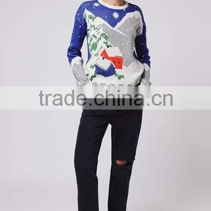 Adult Knitted Christmas Jumpers Snowflake Sweater Women thumbnail-5
