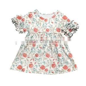 2017 Summer New Design Ruffle Dress Baby Girl Dress With Flutter Sleeve Whosale Girls Spring /summer Dress thumbnail-1