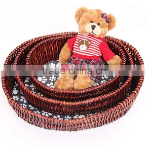 Exquisite Workmanship Rattan Dog Cat Bed Pure Hand to Build With Cushion thumbnail-5