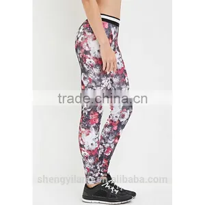 Ladies Sublimation Print Long Gym Wear Sports Yoga Leggings/guangzhou Trousers Apparel thumbnail-1
