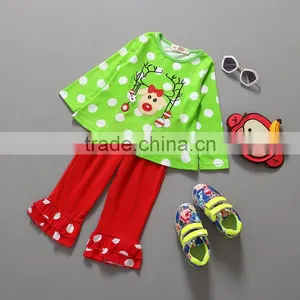 Wholesale Reindeer Cotton Toddler Baby Girls Christmas Outfit thumbnail-3